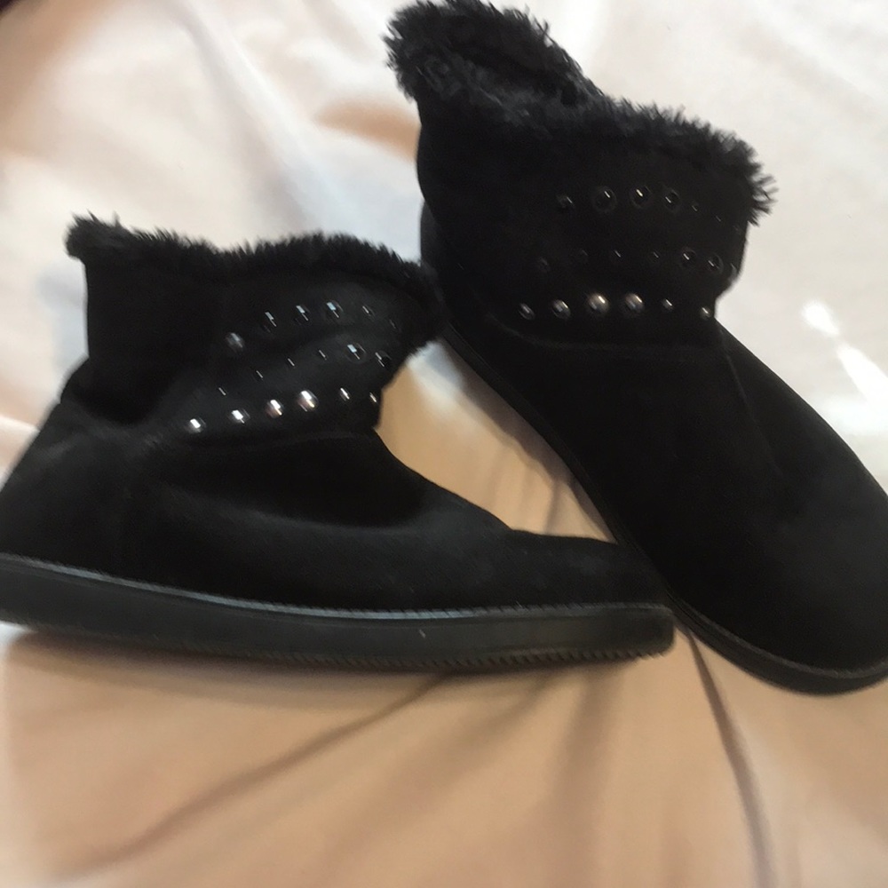 Black Suede Boots with Silver Studd